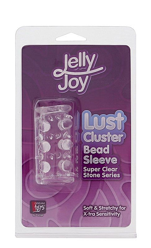 Прозрачная насадка на пенис с шипами и бугорками Dream Toys JELLY JOY LUST CLUSTER CLEAR 310012