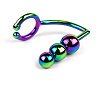 Радужное эрекционное кольцо с анальной ёлочкой House of steel Rainbow Horse Shoe Cock Ring with Trio of Anal Balls CB844