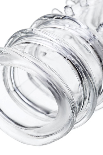 Прозрачная насадка на пенис с ребрами и точками A-toys TOYFA 768013 (15,3 см)