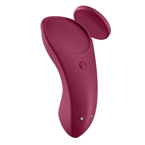Бордовый бесшумный вибромассажёр в трусики Satisfyer Sexy Secret J2018-98