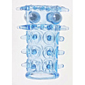 Голубая насадка на фаллос с шипами и бусинами Sextoy 2011 00163A-1