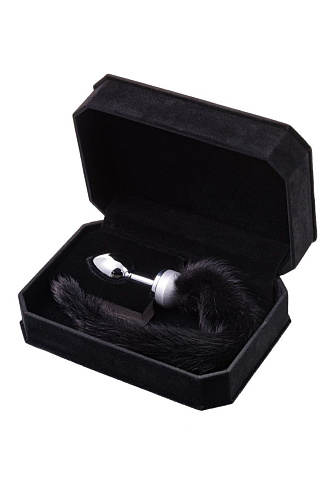 Маленькая анальная втулка с чёрным хвостом ToyFa 712021 (8,5 см)