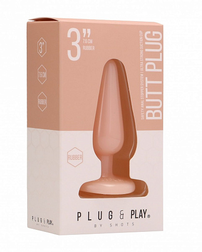 Анальная пробка телесного цвета Shots Media BV Butt Plug Basic 3 Inch PLU001FLE (7,6 см)