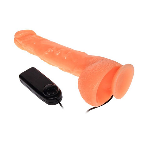 Вибратор с большой мошонкой телесного цвета Baile BW-008041Z (25 см)