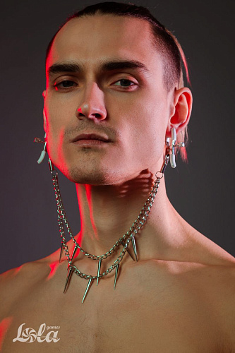 Зажимы на соски с шипами на цепочке Lola toys Spiky 1163-01lola