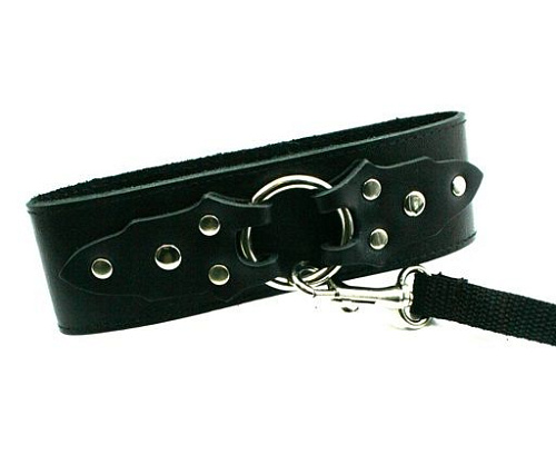 Чёрный ошейник с серебристыми клёпками Sitabella Chrome Collection 3121-1CH