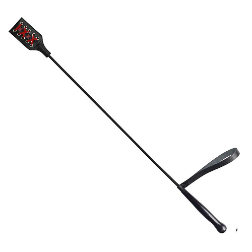 Чёрный стек с декоративной красной шнуровкой на хлопушке Sitabella 3185-12 (65 см)