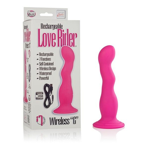 Перезаряжаемый розовый вибромассажёр-насадка California Exotic Novelties Rechargeable Love Rider Wireless «G» SE-1498-90-3 (13,25 см)