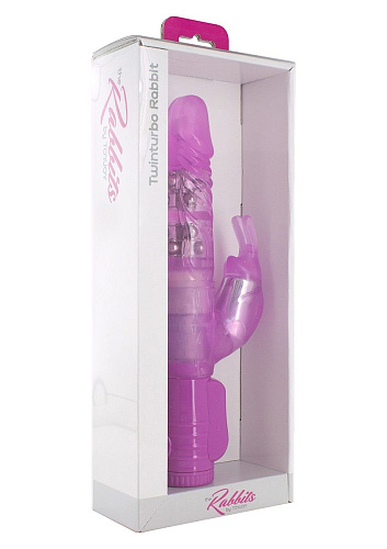 Розовый вибратор с клиторальным зайчиком и вращением ствола Toy Joy TWINTURBO RABBIT 3006009695 (18,5 см)