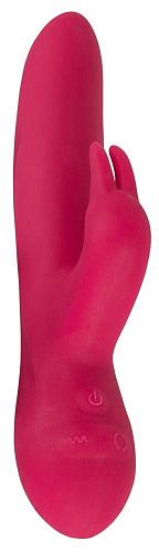 Ярко-розовый вибратор с клиторальным стимулятором Orion Swirly Bunny 0579793 (21,5 см)
