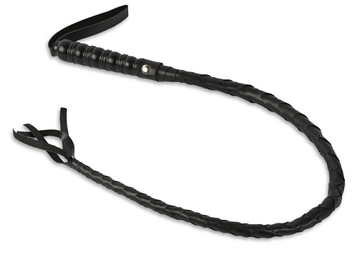 Черный кнут с витой рукояткой Пикантные штучки DP097 (97 см)