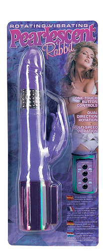 Фиолетовый вибромассажёр-ротатор с клиторальным стимулятором Seven Creations PEARLESCENT RABBIT ROTATING/VIBRATING 2K657-D5-BCDSC (20,3 см)