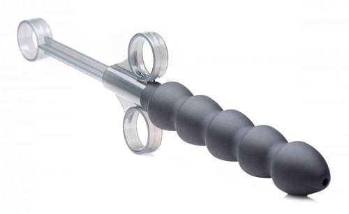 Чёрный шприц-аппликатор для введения лубриканта XR Brands Silicone Links Lube Launcher AG119