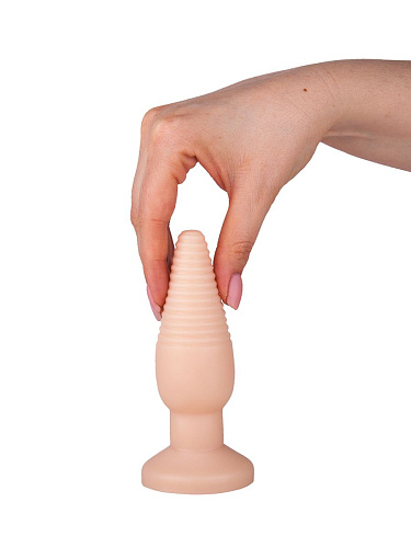 Телесная анальная пробка с рёбрышками LOVETOY (А-Полимер) 446600 (14 см)