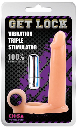 Телесная насадка для двойного проникновения Chisa Vibration Triple Stimulator CN-100337414 (15 см)