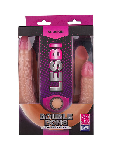 Двусторонний лесбийский фаллоимитатор телесного цвета из неоскин LOVETOY (А-Полимер) 057103 (43 см)