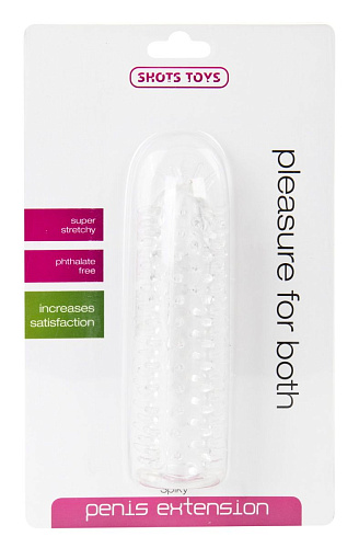 Прозрачная насадка на пенис с шипами по всей длине Shots Media BV SHT112TRA
