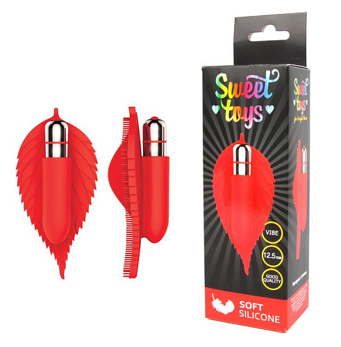 Красный клиторальный стимулятор в виде листика Bior toys ST-40144-3 (12,5 см)
