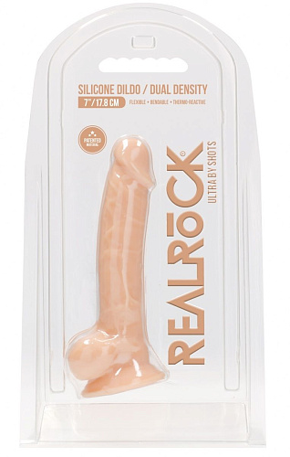 Телесный фаллоимитатор Shots Media BV Silicone Dildo With Balls REA075FLE (17,8 см)