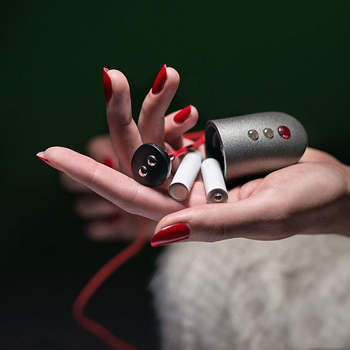 Комплект красного цвета  для зарядки батареек внутри вибратора серии Fun Factory Battery+ HYBRID KIT 1030000