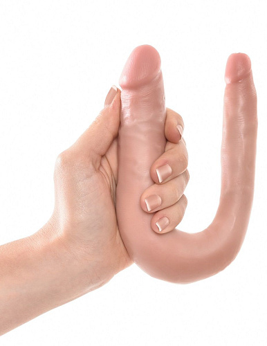 Двусторонний фаллоимитатор телесного цвета Pipedream U-Shaped Small Double Trouble PD5513-21 (33,5 см)