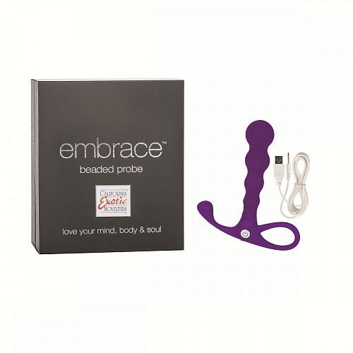 Фиолетовый анальный вибромассажёр California Exotic Novelties Embrace Beaded Probe SE-4620-30-3
