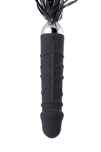 Вибратор с чёрной полиуретановой плёткой ToyFa 901407-5 (16 см)
