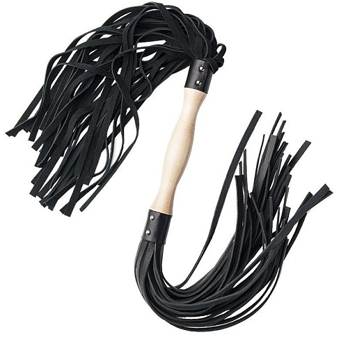 Двусторонний флоггер с чёрными хвостами разной жёсткости ToyFa 700036 (100 см)