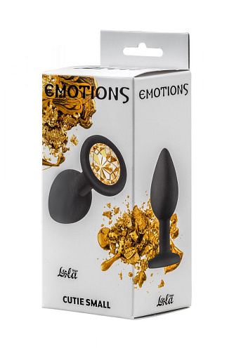 Чёрная анальная пробка с жёлтым кристаллом Lola toys Emotions Cutie Small 4011-07Lola (7,5 см)