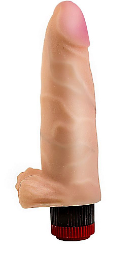 Телесный виброфаллос с небольшой мошонкой LOVETOY (А-Полимер) 801403 (17 см)