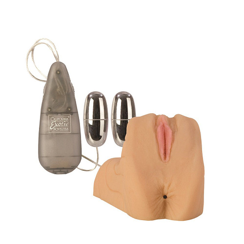 Мастурбатор с вибрацией — вагина и анус в телесном цвете California Exotic Novelties LISA ANN SE-0895-01-3