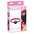 Чёрный кляп-шар на розовых замшевых ремешках Pipedream Ball Gag PD3954-00