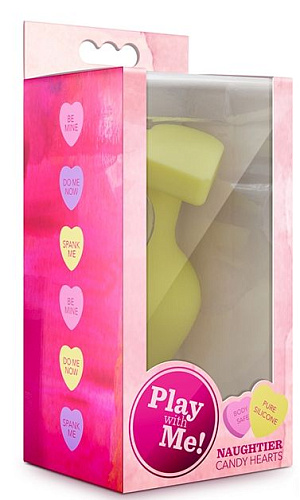 Жёлтая анальная пробка с основанием-сердечком Blush Novelties Naughtier Candy Heart Fill Me Up BL-95730 (8,9 см)