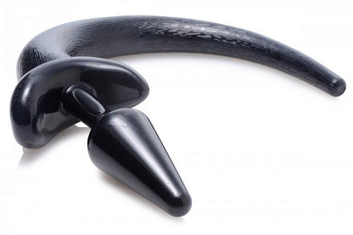 Чёрная анальная пробка с собачьим хвостом XR Brands Pedigree Puppy Play AF138