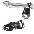 Кольцо на член и мошонку в чёрном цвете BlueLine Cock Ring With 2  Ball Stretcher And Optional Weight Ring BLM3045