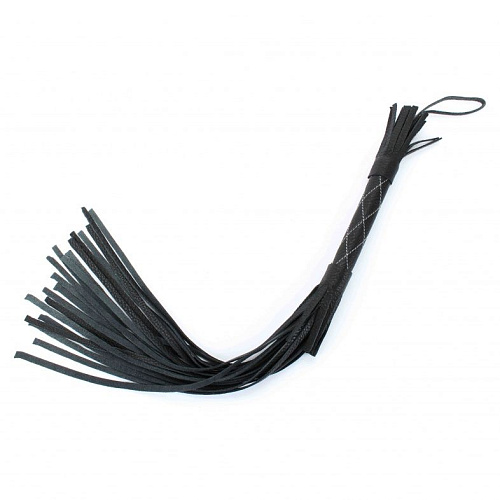 Аккуратная чёрная плетка из натуральной кожи БДСМ арсенал 54006