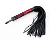 Чёрный флоггер с кружевной ручкой красного цвета ToyFa 715002