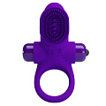 Фиолетовое эрекционное виброкольцо в клиторальной щеточкой Baile Vibrant Penis Ring II BI-210205-1