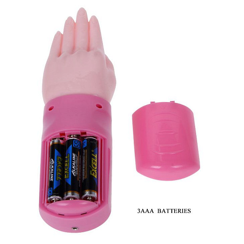 Вибромассажёр-рука розового цвета с подключаемой вибропулей Baile BI-014111-3