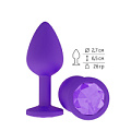 Фиолетовая силиконовая пробка с фиолетовым кристаллом Сумерки богов 519-08 purple-DD (7,3 см)