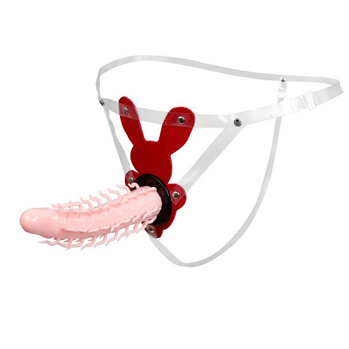 Женский страпон розового цвета на ремешках Baile BW-022040 (16 см)