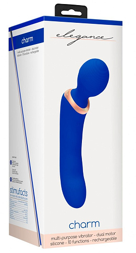 Синий двусторонний вибратор Shots Media BV Charm ELE014BLU (18 см)