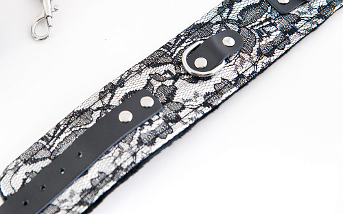 Серебристый кружевной бондажный комплект ToyFa 714001