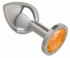 Серебристая средняя пробка с оранжевым кристаллом Сумерки богов 523-10 orange-DD (8,5 см)