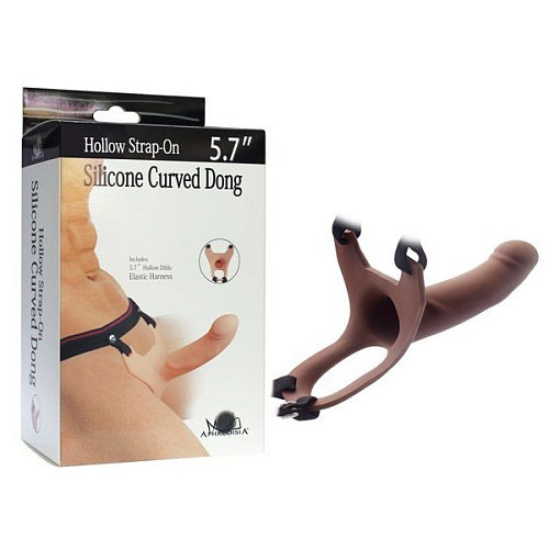 Коричневый полый фаллопротез на лентах Howells 182011brown