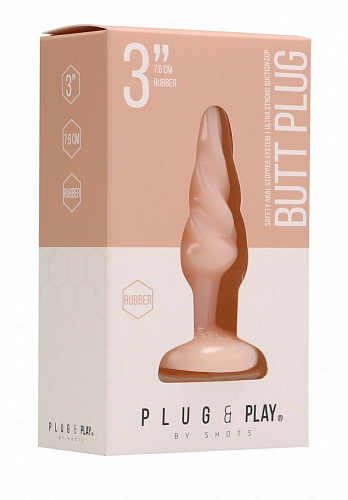 Телесная анальная пробка Shots Media BV Butt Plug Rounded 3 Inch PLU004FLE (7,6 см)