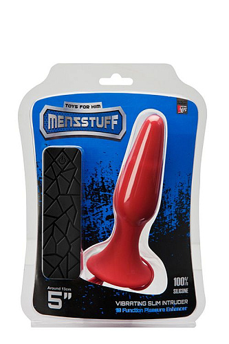 Красная анальная вибропробка с пультом управления Dream Toys MENZSTUFF 5INCH SLIM INTRUDER BUTT PLUG 21281 (13 см)
