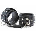 Чёрные кожаные оковы на липучке БДСМ арсенал 56001ars