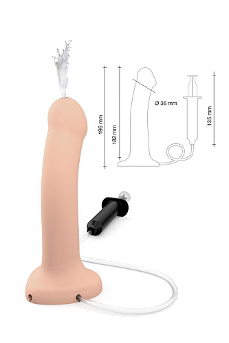 Телесный фаллос с имитацией эякуляции Strap-on-me Silicon Cum Dildo L 6013250 (19,6 см)