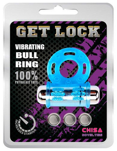 Голубое эрекционное виброкольцо Chisa Get Lock CN-330377002